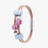 Bracelet in Natural Cork with Ceramic and Silver Beads